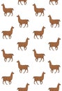 Vector seamless pattern of sketch brown alpaca