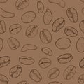 Vector Seamless Pattern of Sketch Coffee Beans Royalty Free Stock Photo