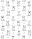 Vector seamless pattern of sketch corgi dog Royalty Free Stock Photo