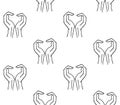 Vector seamless pattern of sketch heart arms sign