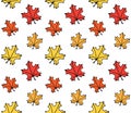 Vector seamless pattern of sketch maple leaf