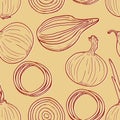 Vector Seamless Pattern of Sketch Oinon Royalty Free Stock Photo