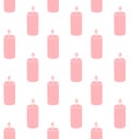 Vector seamless pattern of sketch pink candle Royalty Free Stock Photo