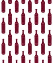 Vector seamless pattern of sketch red wine bottle Royalty Free Stock Photo