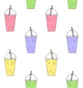 Vector seamless pattern of sketch smoothie drink