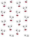 Vector seamless pattern of sketch woman face Royalty Free Stock Photo