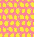 Vector seamless pattern of sketch yellow lemon