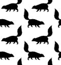 Vector seamless pattern of skunk silhouette