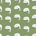 Vector seamless pattern with sleeping chameleon in hand drawn, Doodle style. Cute animal print. Wildlife Royalty Free Stock Photo