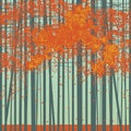 Vector seamless pattern with slender autumn trees