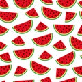 Vector seamless pattern with slices of ripe sweet watermelons
