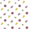 Vector seamless pattern with slices of salami sausage