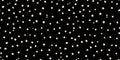 Vector seamless pattern with small hand drawn white chaotic dots, spots on black Royalty Free Stock Photo