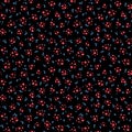 Vector seamless pattern with small pretty red flowers on black. Ditsy texture Royalty Free Stock Photo