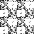Vector seamless pattern with small squares. Random pixel texture. Black-and-white tetris background. Monochrome QR code