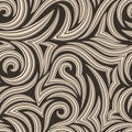 Vector seamless pattern of smooth and broken lines in beige with cuts in the middle with sharp ends on an isolated brown Royalty Free Stock Photo