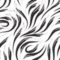 Vector Seamless Pattern Smooth Brush Strokes black White background monochrome.Texture Wave Royalty Free Stock Photo