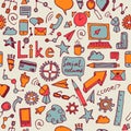 Vector seamless pattern of social doodles