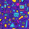 Vector seamless pattern of social doodles