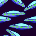 Vector seamless pattern with space saucers