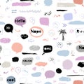 Vector seamless pattern with speech bubble,stickers,arrows Royalty Free Stock Photo