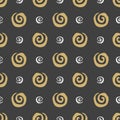 Vector seamless pattern spiral in doodle style. Hand drawing. Royalty Free Stock Photo