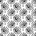 Vector seamless pattern spiral in doodle style. Hand drawing. Royalty Free Stock Photo