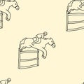 Vector seamless pattern, sport, horse, rider, horse racing. Background illustration, decorative design for fabric or paper. Royalty Free Stock Photo