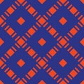 Vector seamless pattern with squares, diamond grid. Neon blue and orange color Royalty Free Stock Photo