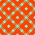 Vector seamless pattern with squares, diamond grid. Neon green and orange color Royalty Free Stock Photo