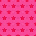 Vector seamless pattern with stars and circules in pink and red colors Royalty Free Stock Photo