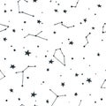 Vector Seamless Pattern with Stars and Constellations Points