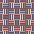 Vector seamless pattern of striped squares. Crosshatch geometric pattern. Modern stylish texture. Repeating geometric tiles.