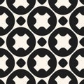 Vector monochrome geometric seamless pattern with big smooth crosses, circles Royalty Free Stock Photo