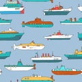 Vector seamless pattern with submarines and ships Royalty Free Stock Photo