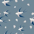 Vector seamless pattern with swallows