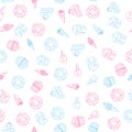 Vector seamless pattern of sweets dessert on white background