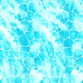 Vector seamless pattern with swimming pool watercolor bottom and blue ripple water. Summer vacation top view azure background