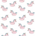 Vector seamless pattern of swimming unicorn float