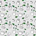 Vector seamless pattern - tea, kettle, cup