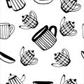 seamless pattern tea set on a white background. Royalty Free Stock Photo