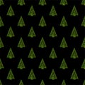 Vector seamless pattern with technology Christmas tree Royalty Free Stock Photo