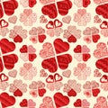 Seamless pattern texture_6_in the style of Doodle, in the form of a variety of hearts for print design and web design