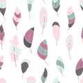 Vector seamless pattern,texture,wallpaper,print with han ddrawn feathers. Fashion,trendy design