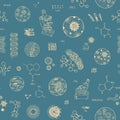 Seamless pattern with microscopes and bacterium