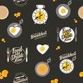 Vector seamless pattern on the theme of breakfast Royalty Free Stock Photo