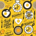 Vector seamless pattern on the theme of breakfast Royalty Free Stock Photo