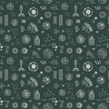 Seamless pattern on theme of chemistry, biology, medicine, genetics