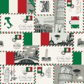 Vector seamless pattern on the theme of Italy