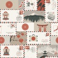 Vector seamless pattern on the theme of Japan Royalty Free Stock Photo